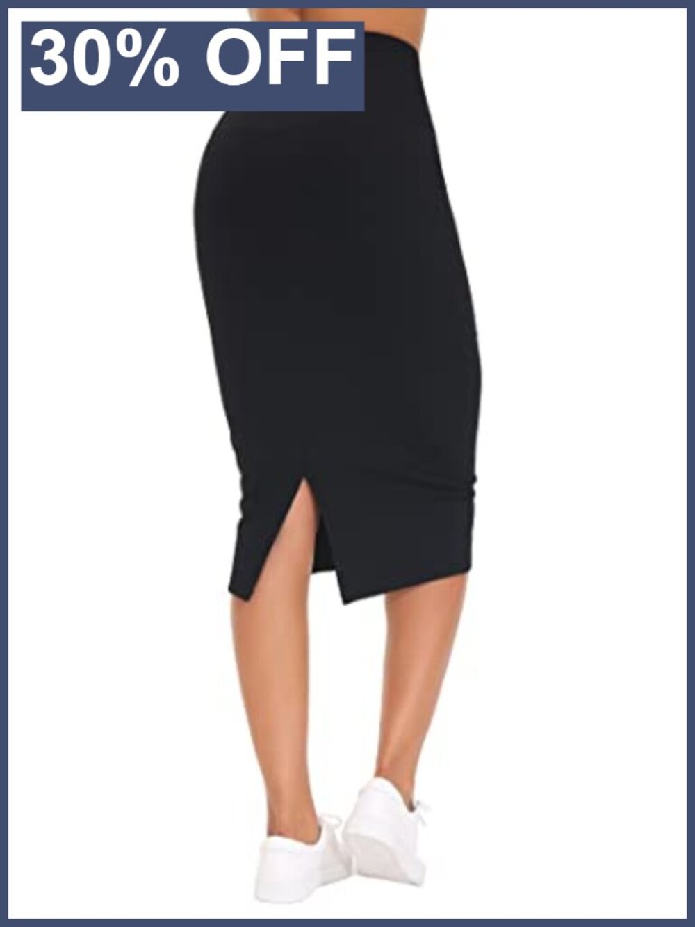 Women's High Waist Bodycon Midi Pencil Skirt Stretch Back Split Pocket